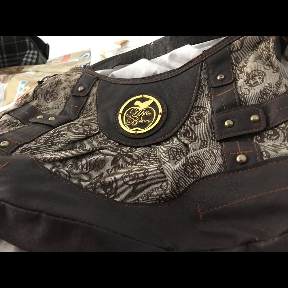 Light brown and dark brown apple bottoms purse